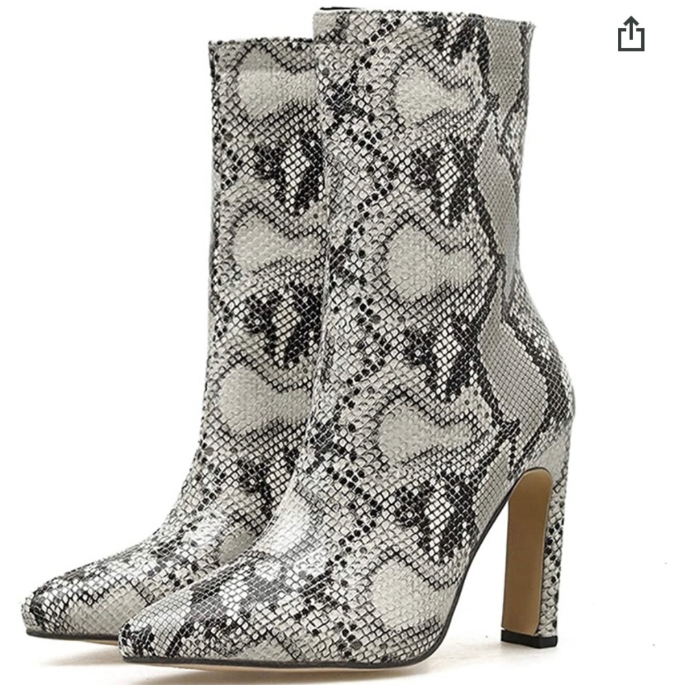 Snakeskin booties
